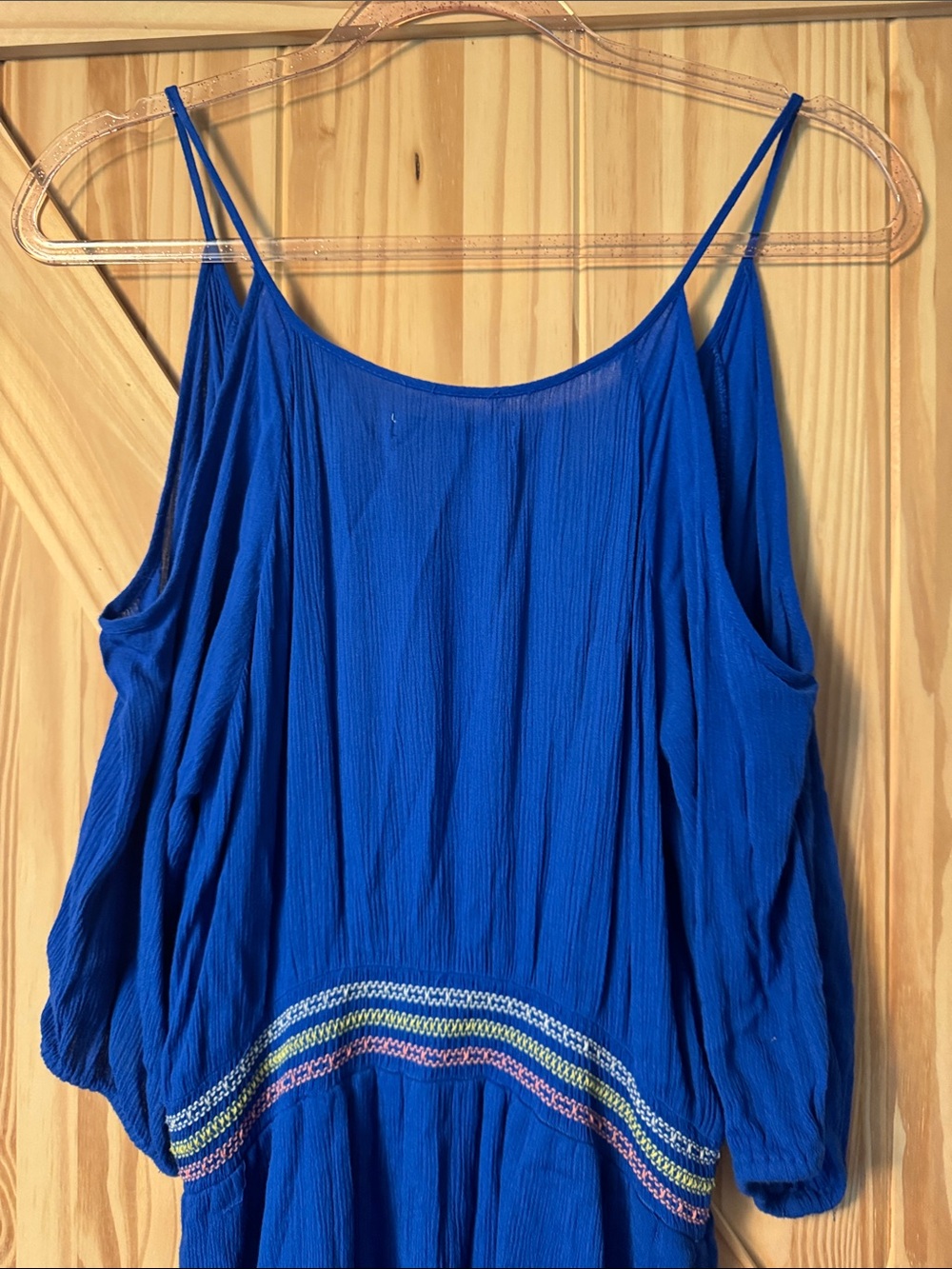Flying Tomato Royal Blue Embroidered Cold-Shoulder Dress - Picture 6 of 9